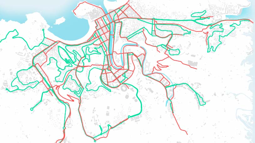 Garraio Publikoa eta bizikleten mapa