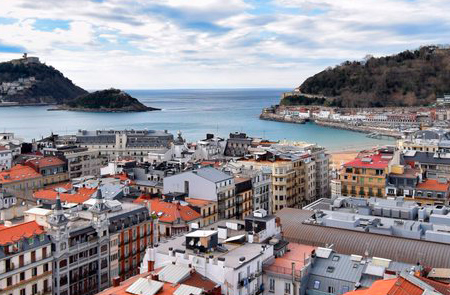 foto aérea de la Parte Vieja donostiarra