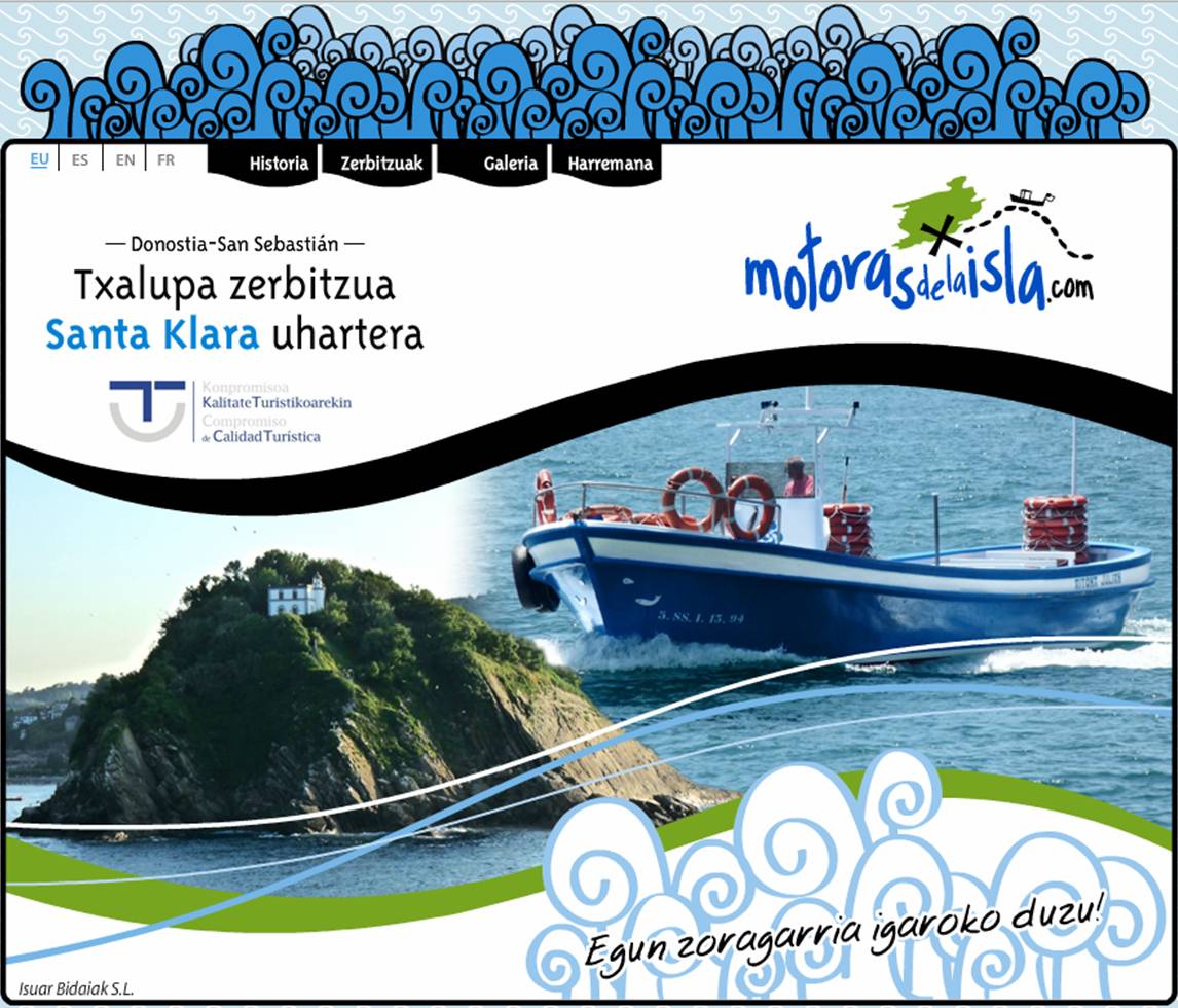 SantaKlara uhartea eta txalupa motorduna