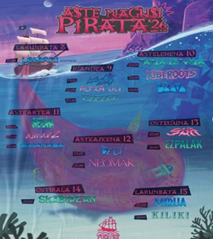 Aste Nagusi Pirata 2026: Kontzertuak | Conciertos