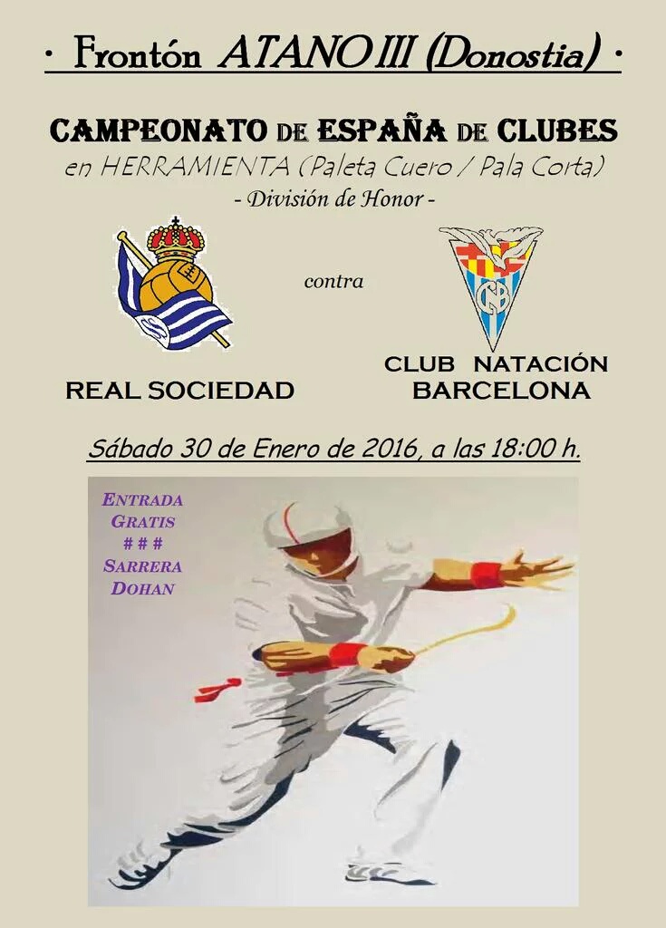 Ohorezko maila Pala Txapelketa: Real Sociedad - Tenis Pamplona